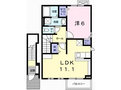 フレグランス香寺II(1LDK/2階)の間取り写真