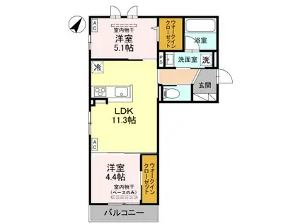 D-GRANDE下轡田 C(2LDK/2階)の間取り写真