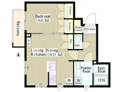 ファレール笹塚(1LDK/2階)の間取り写真