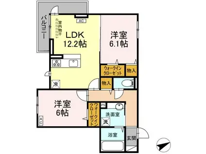 シャルマン・ソフィア(2LDK/2階)の間取り写真