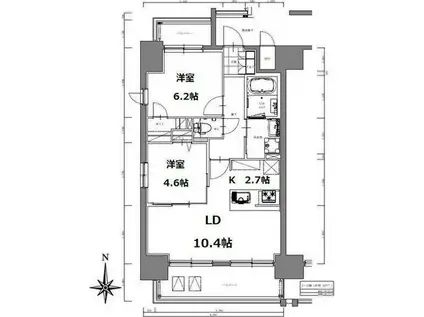 SーRESIDENCE亀島駅前BLAZE(2LDK/7階)の間取り写真