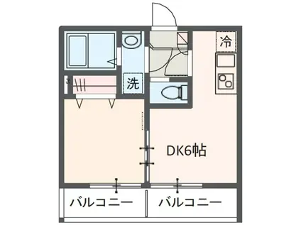 MELDIA大和田III(1DK/1階)の間取り写真