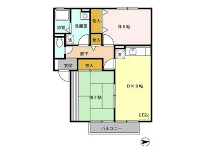 モービルコートヤマダ(2DK/2階)の間取り写真