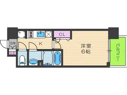 プレサンス大阪天満リバーシア(1K/2階)の間取り写真