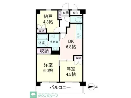 ロイヤルステージ浦和(2SDK/4階)の間取り写真