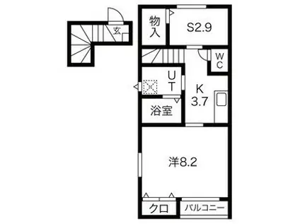 クオーレ・ドーロ(1SK/2階)の間取り写真