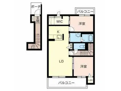 和歌浦ガーデンテラス(2LDK/2階)の間取り写真