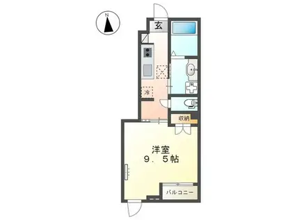 グランコート.R(1K/1階)の間取り写真