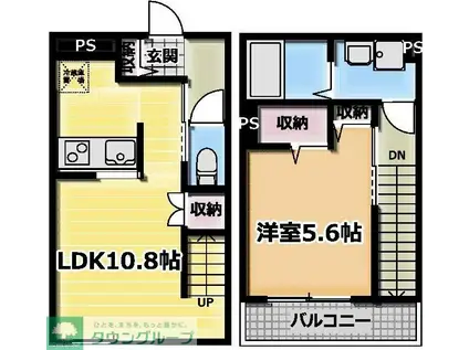 アリビオ五反野(1LDK/2階)の間取り写真