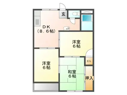 メゾンちえ子(3DK/2階)の間取り写真