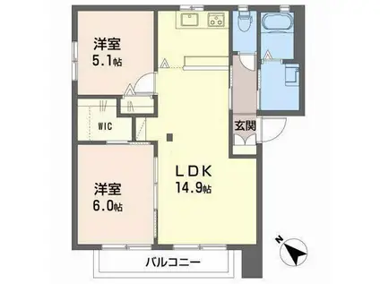 MEW HOUSE(2LDK/1階)の間取り写真