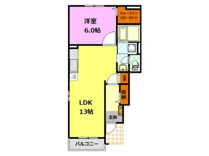 ル・シャトーI(1LDK/1階)の間取り写真