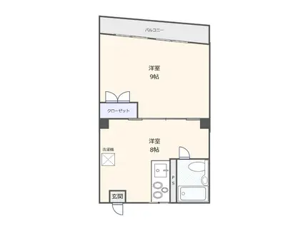 横川ビル(1DK/4階)の間取り写真