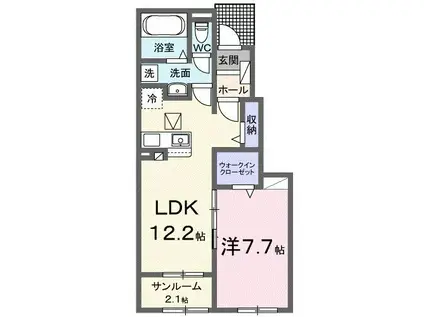 アルコバレーノII(1LDK/1階)の間取り写真