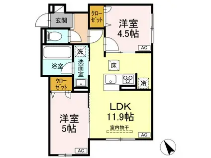 アセット-コート元横山町(2LDK/1階)の間取り写真