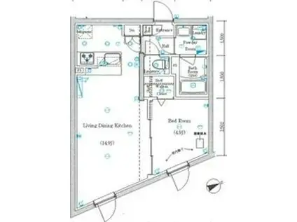 MIND経堂(1LDK/4階)の間取り写真