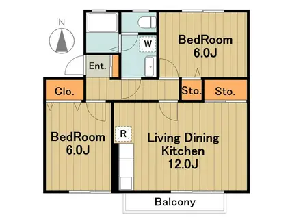 エクレールB(2LDK/1階)の間取り写真