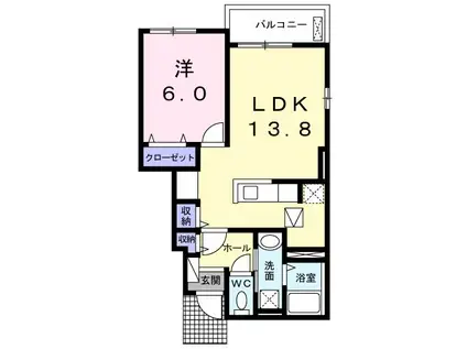 ジュエ アン ボワI(1LDK/1階)の間取り写真