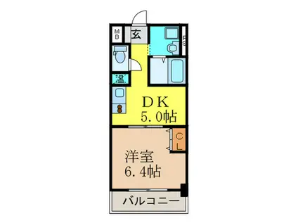 第16関根マンション(1DK/6階)の間取り写真