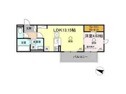 ビブロスポンテII(1LDK/1階)の間取り写真