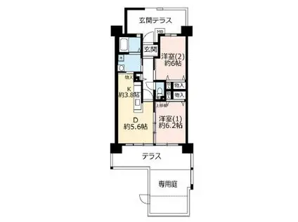 UR 浜甲子園なぎさ街23(2DK/3階)の間取り写真