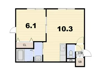 リオマーニ デュオ(1LDK/2階)の間取り写真