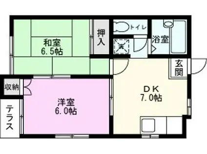 グリーンハイツY(2DK/1階)の間取り写真