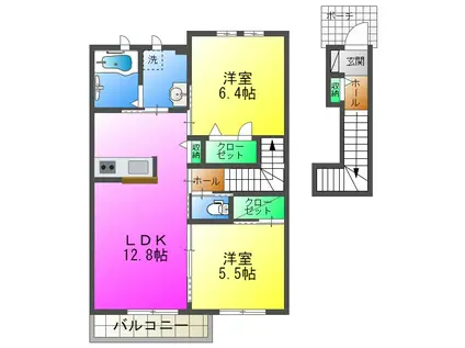 シャーメゾン 西明石G棟(2LDK/2階)の間取り写真
