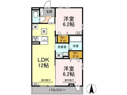 マリンヴィラージュ(2LDK/2階)の間取り写真