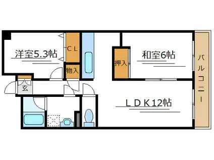 プラザホワイトC(2LDK/12階)の間取り写真