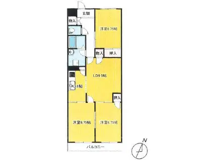 根戸マンション(3LDK/3階)の間取り写真
