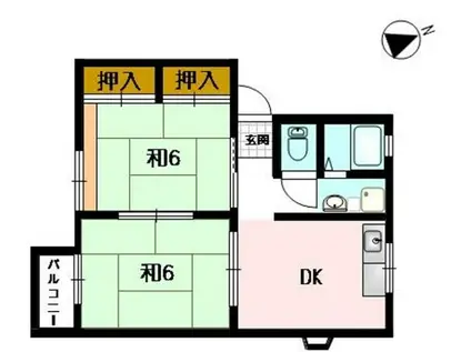 ラ フォーレ ヒロ(2DK/2階)の間取り写真