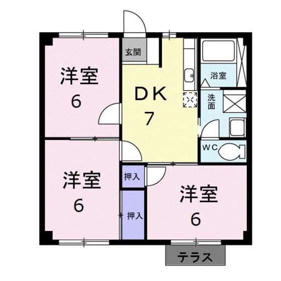 ニューシティSK(3DK/1階)の間取り写真