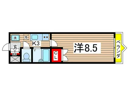 コンフォート祇園(1K/2階)の間取り写真