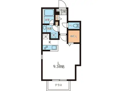 PASEO笹塚(ワンルーム/1階)の間取り写真