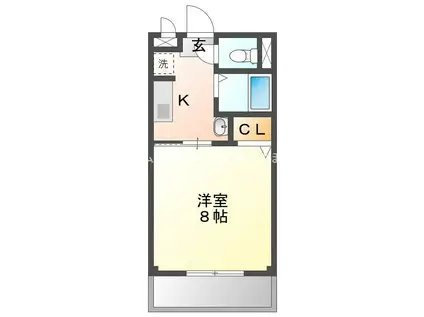 キャッスルカタバミ(1K/1階)の間取り写真