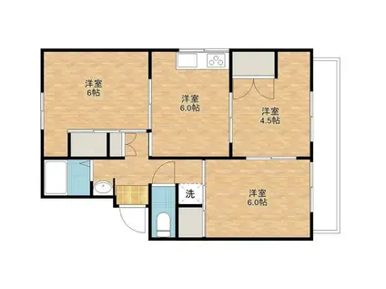 リバーサイド鹿尾(3DK/2階)の間取り写真