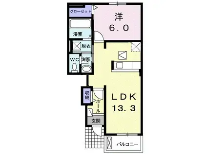 サンリット 法隆寺III(1LDK/1階)の間取り写真