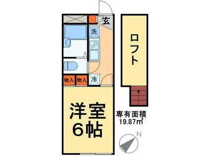 レオパレスワイワイ(1K/2階)の間取り写真