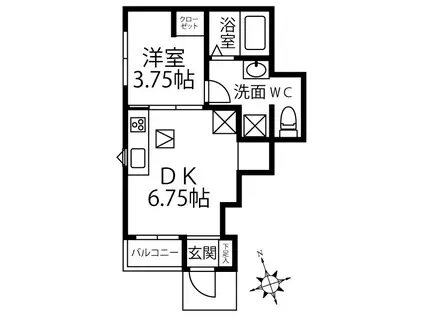 メゾン貫井北(1DK/1階)の間取り写真