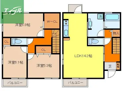 ルーチェパレ(3LDK/1階)の間取り写真