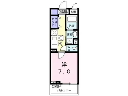 サイド ライス フィールドII(1K/1階)の間取り写真