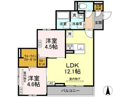 CHARM高倉(2LDK/3階)の間取り写真
