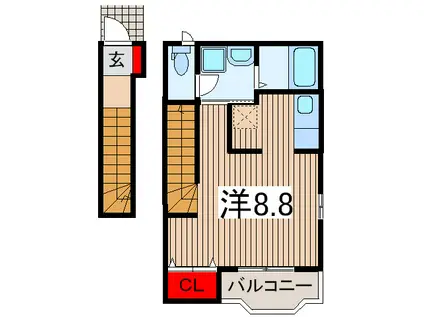 パーシモン ケティー(ワンルーム/2階)の間取り写真