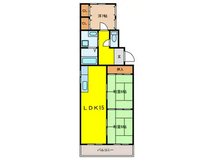 秀晃マンション(3LDK/2階)の間取り写真
