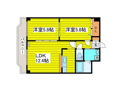 シティ76II(2LDK/6階)の間取り写真
