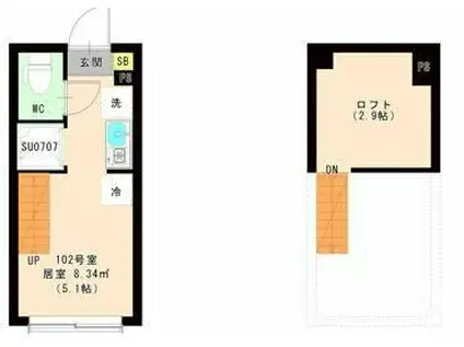 エスペランサ 平井(ワンルーム/1階)の間取り写真