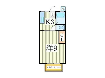 中田ハイツ(1K/2階)の間取り写真