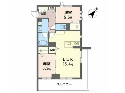 CLASSEUM連坊II(2LDK/2階)の間取り写真