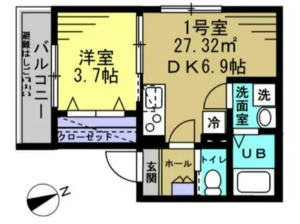 メゾン市川南(1DK/3階)の間取り写真